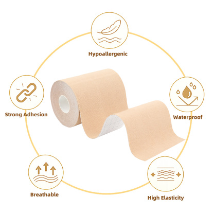 Extra wide 10cm breast tape with breathable cotton fabric, waterproof adhesive, and reliable lift