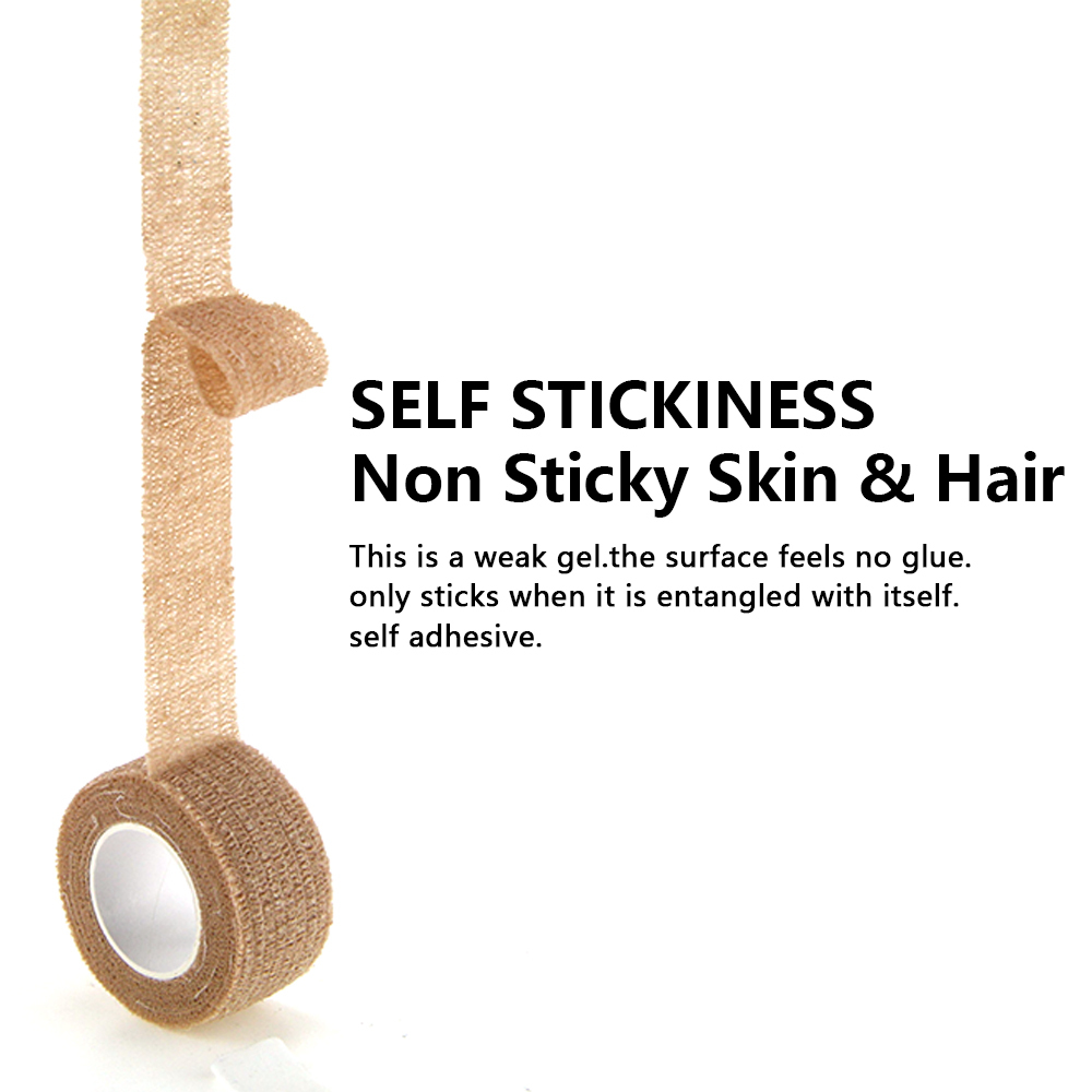 Demonstrating the unique characteristic of 1-inch Vet Wrap it sticks only to itself.