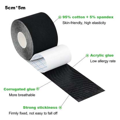 stretchable black muscle tape texture view