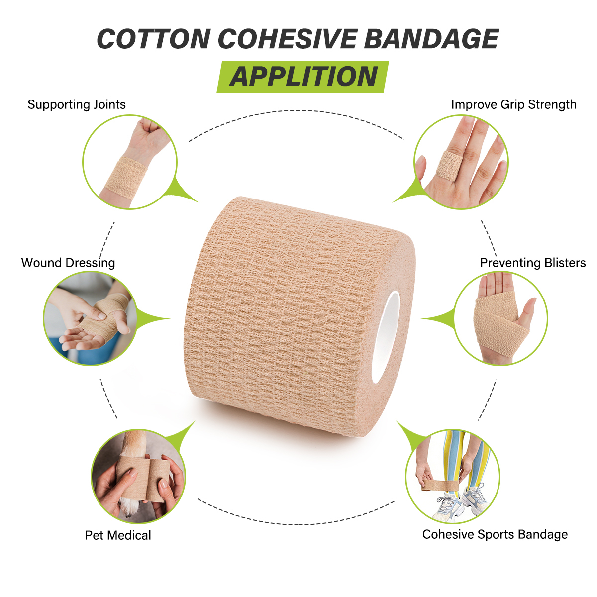 cotton self adhesive bandage applitions