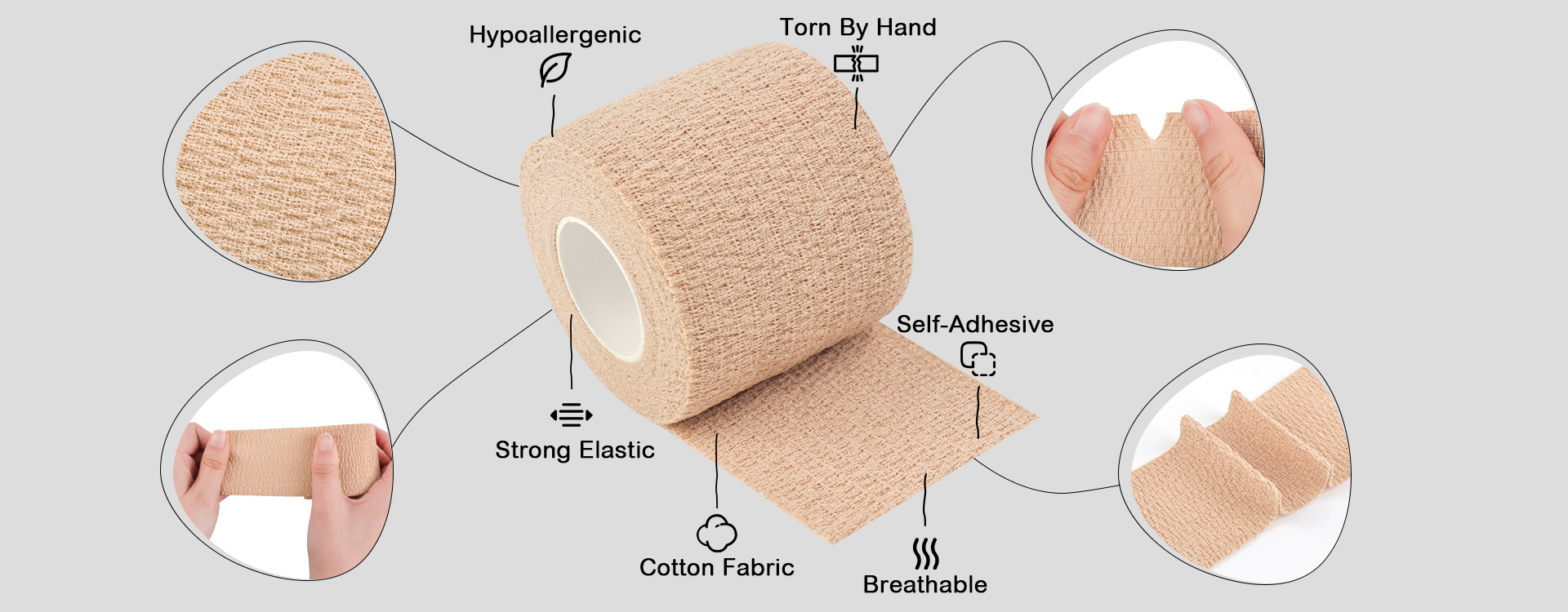 {"default":"Close up of cotton cohesive bandage texture – soft breathable cotton fabric"}
