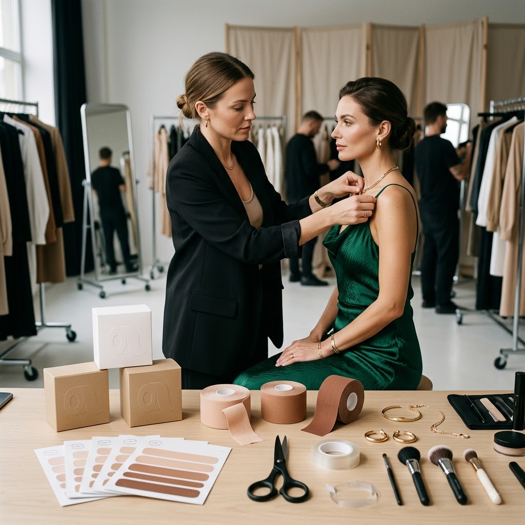 Boob tape products for professional fashion stylists and beauty teams