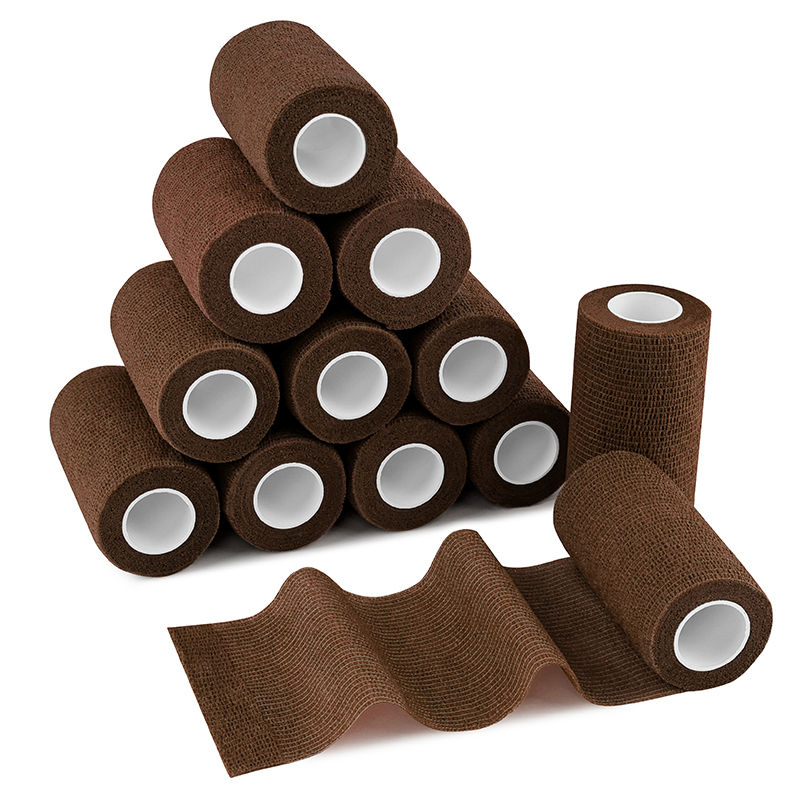 Brown vet wrap for horse blending with natural coat