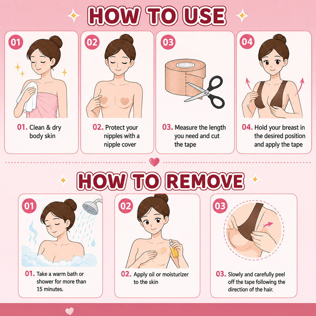 How to Apply and How to Remove Safely the best boob tape for large breasts