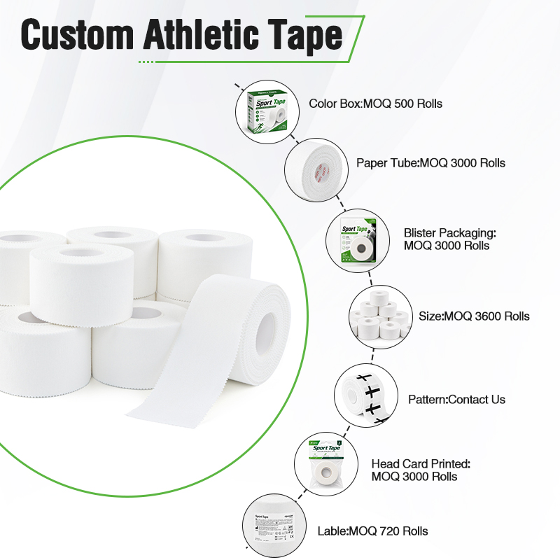 MOQs for various options when customizing sports tape