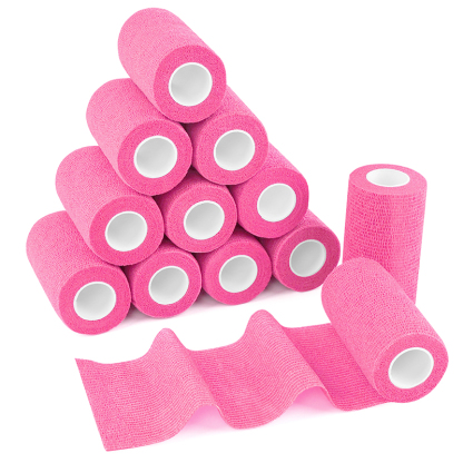 Neon hot pink vet wrap for horse show jumping