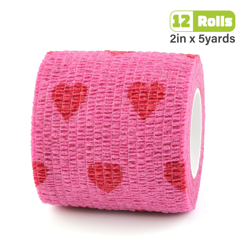 Pink bandage printed with red hearts