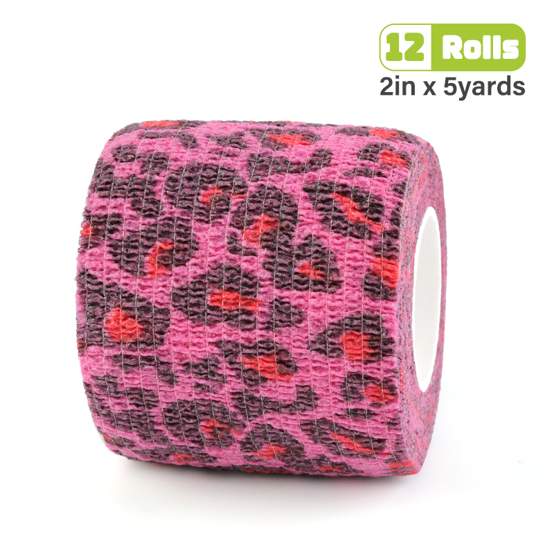Pink leopard print self-adhesive bandage