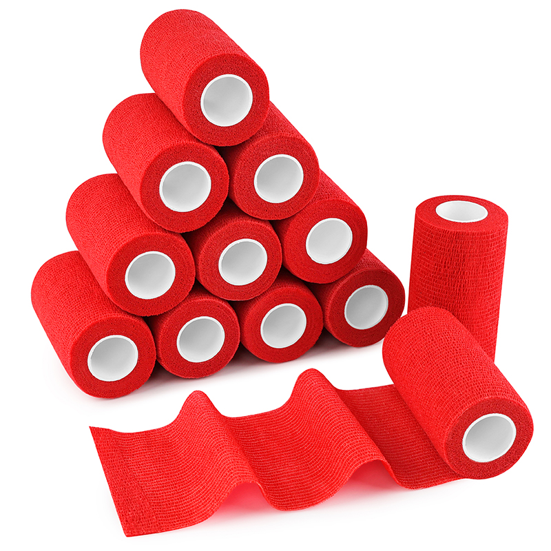 Red vet wrap for horse athletic support bandage