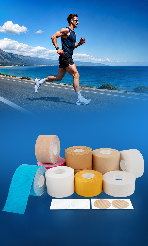 Running tape and runner's tape collection for marathon training and long-distance running