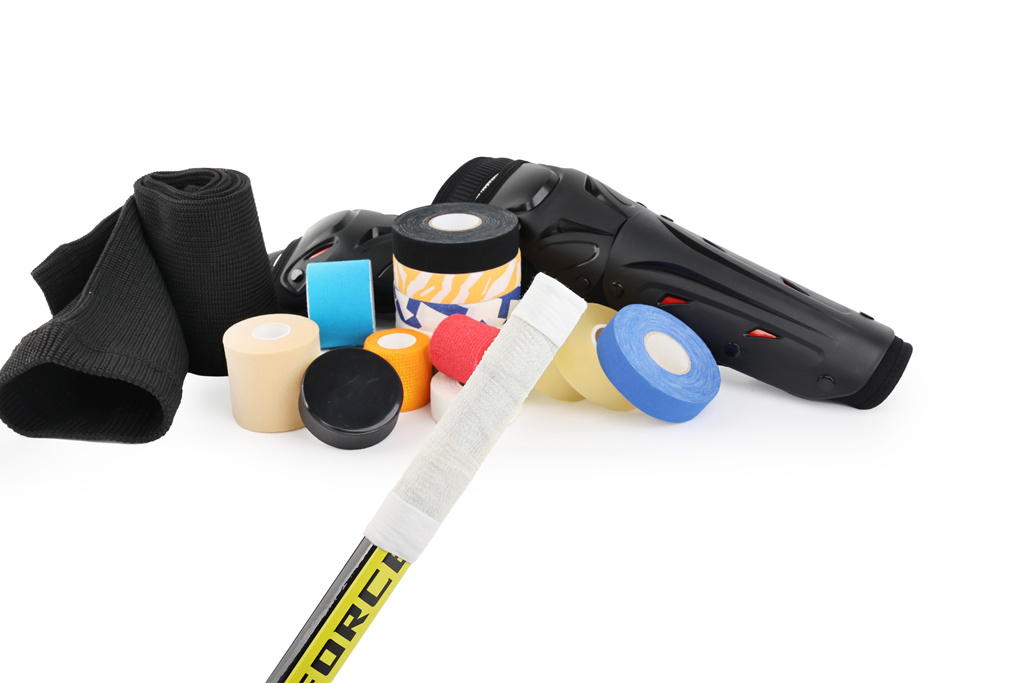 The lowest-cost method for wrapping a hockey stick handle for grip—self-adhesive bandage