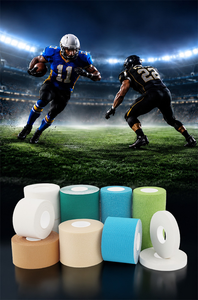 What kinds of sports tape are in a soccer player's equipment bag