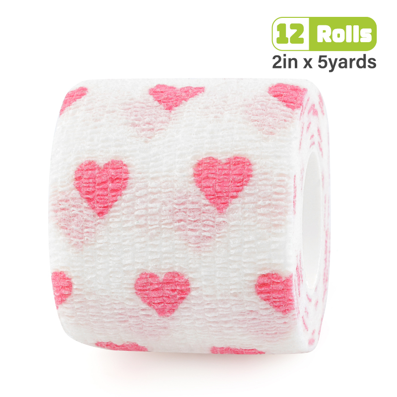 White bandage printed with pink hearts