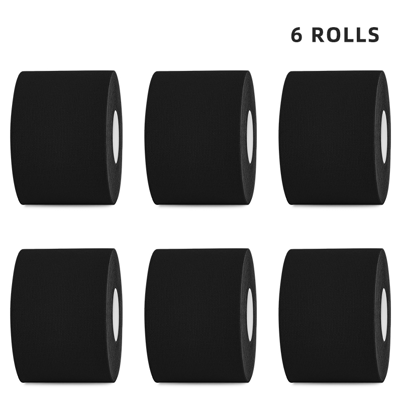 Top-rated 6-roll black sports tape for weightlifting; high-adhesion and fast delivery