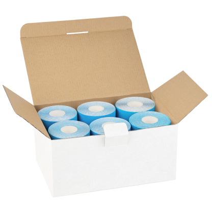 12-pack blue water-resistant k-tape for competitive swimmers; ready for immediate dispatch