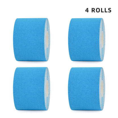 4-roll blue waterproof athletic tape for swimmers and joint stability; ready for 2-day shipping