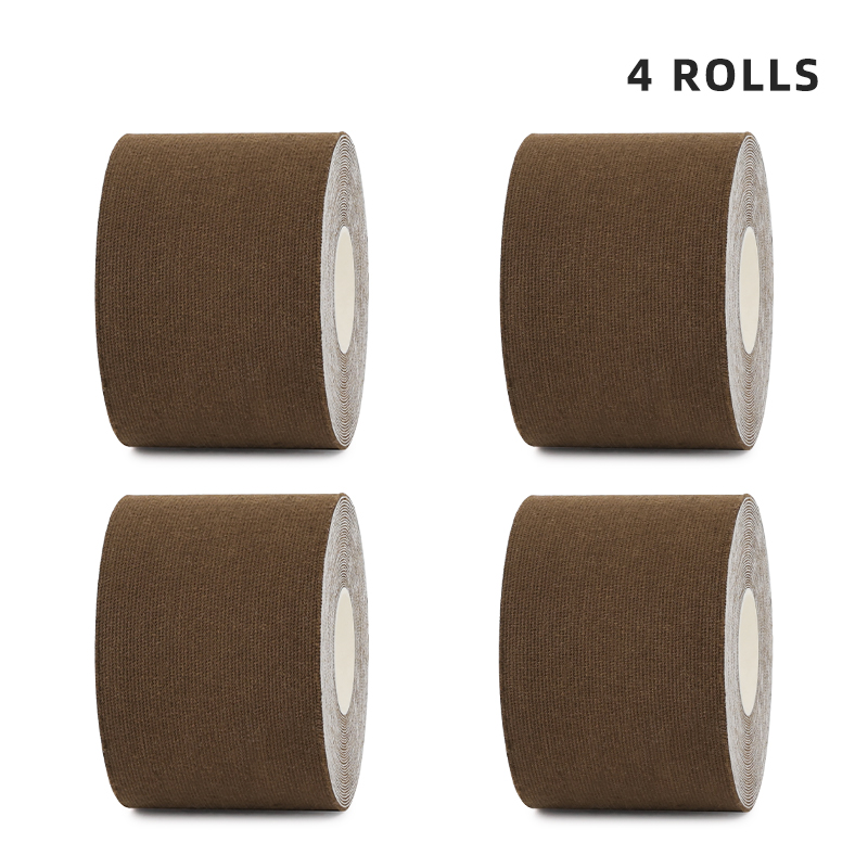 4-roll brown k-tape for outdoor hiking and trail running; durable adhesive with fast shipping