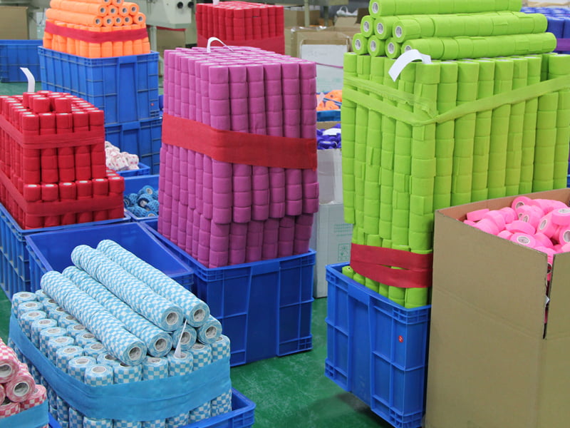A lot of cohesive bandages in Veefun's factory