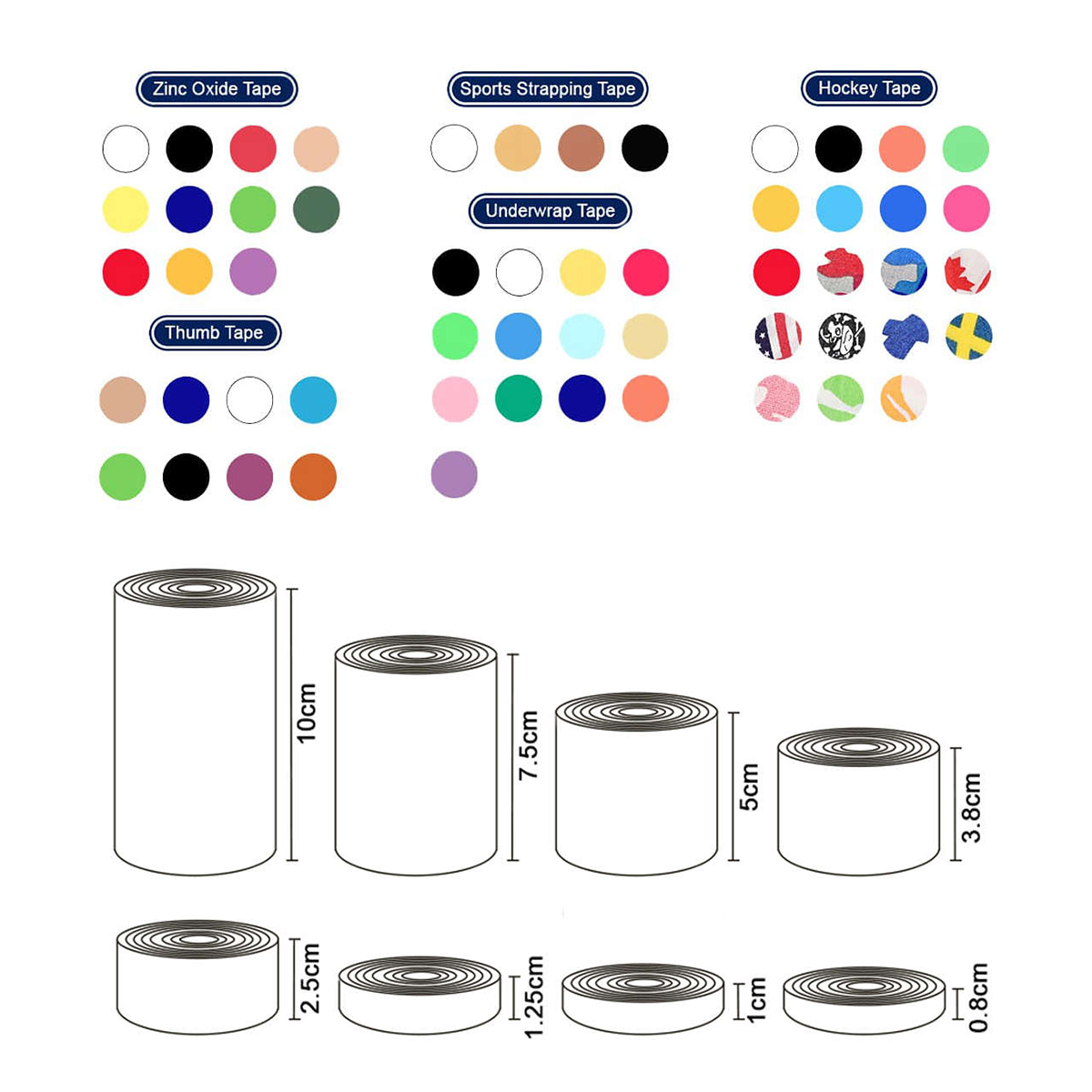custom sports tape hockey tape colors and sizes