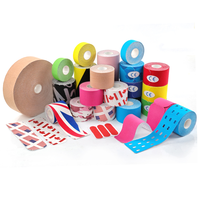 {"default":"A collection of all kinesiology tapes, including uncut rolls, pre-cut rolls, and patches of some pre-cut shapes."}
