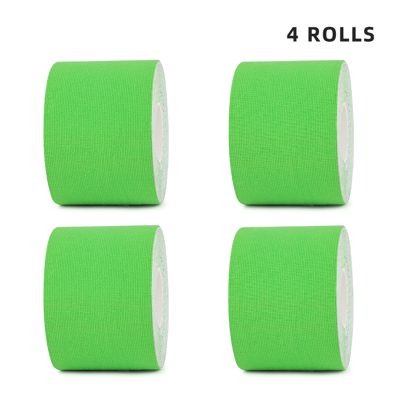 4-pack green breathable k-tape for posture correction and recovery; stocked for local shipping