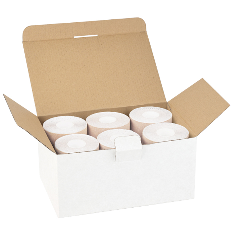 Wholesale 12-roll beige k-tape bundle for wellness centers; bulk order discounts and fast shipping
