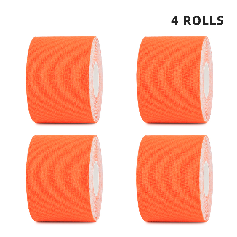 Dynamic 4-roll orange kinesiology tape for boosting circulation; hassle-free delivery options