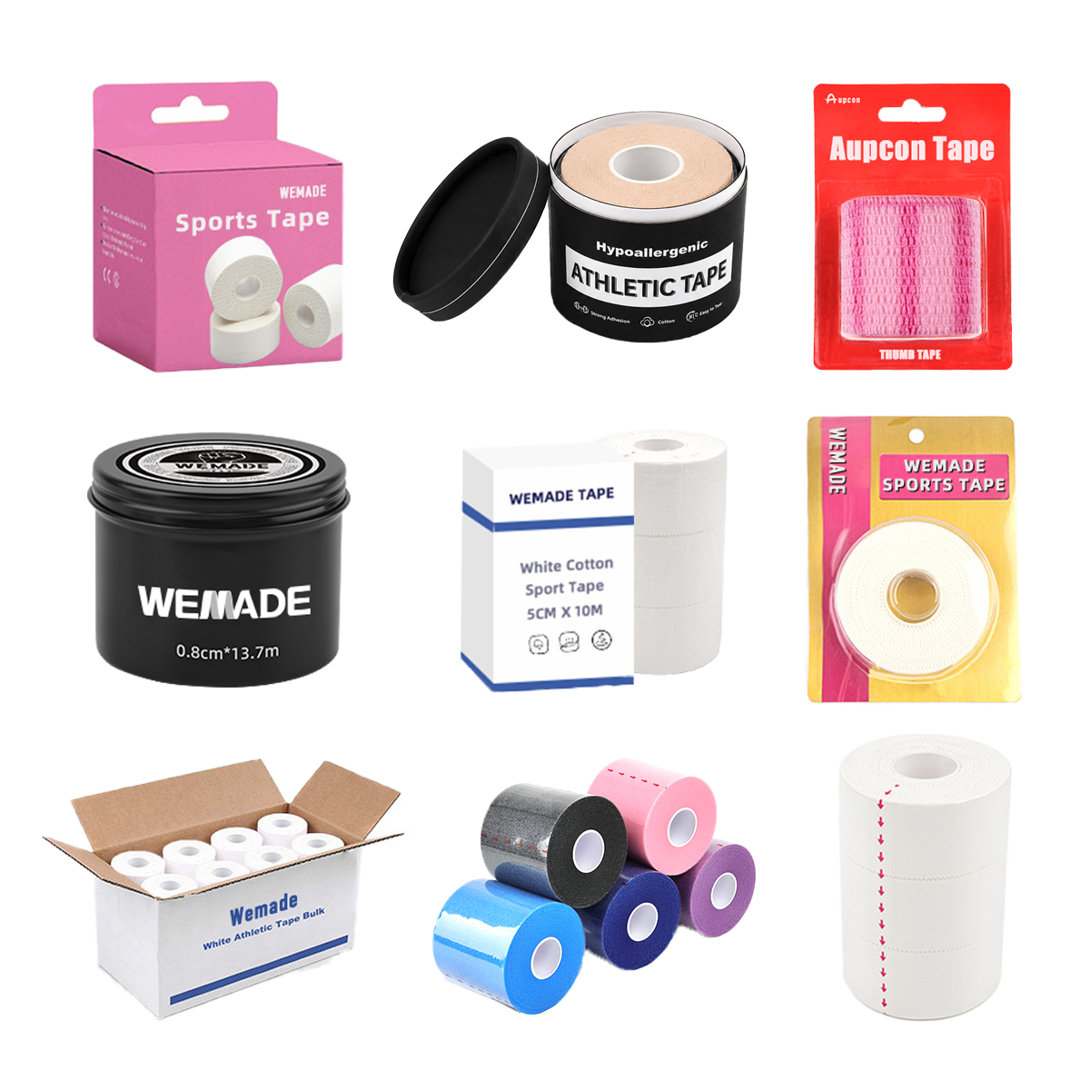 athletic tape ，hockey tape，thumb tape ，rigid sports tape packing options