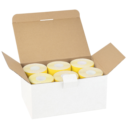 High-visibility 12-pack yellow athletic tape for cycling safety; priority shipping for teams